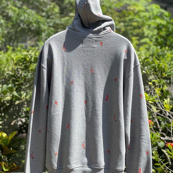 NIKE AIR JORDAN ESSENTIAL STATEMENT ALLOVER HOODIE GRAY - Picture 7 of 8